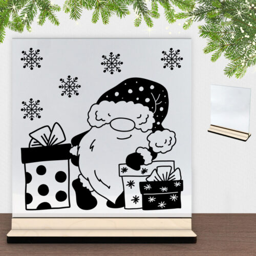 Super sød nissemand #4 | Glasskilt inkl. fod (poppel krydsfinér)