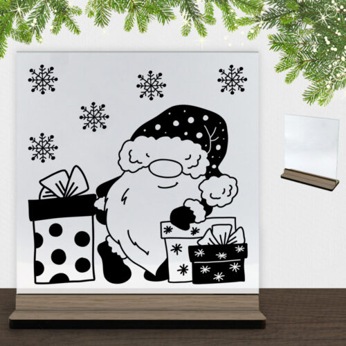 Super sød nissemand #4 | Glasskilt inkl. fod (træfinér)