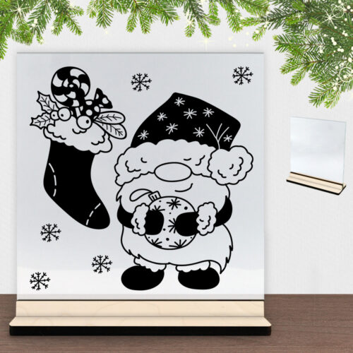 Super sød nissemand #5 | Glasskilt inkl. fod (poppel krydsfinér)