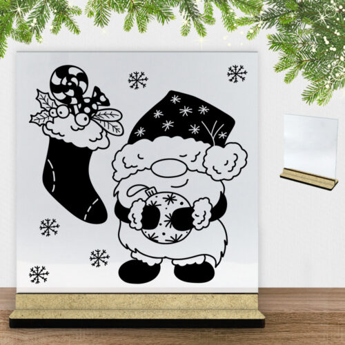 Super sød nissemand #5 | Glasskilt inkl. fod (træfiber)