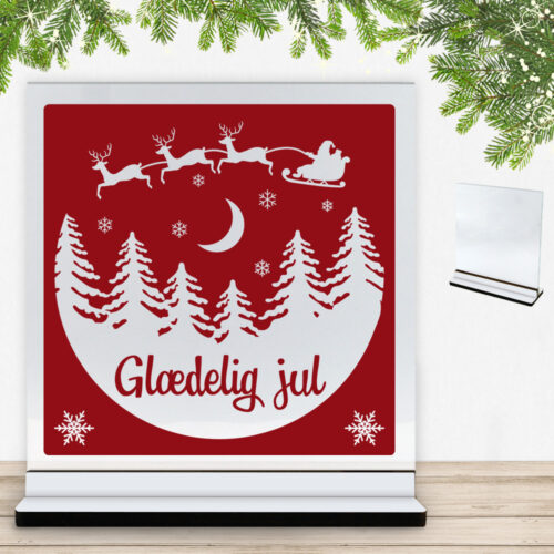 Julenat #1 | Glasskilt inkl. fod med farvet overflade