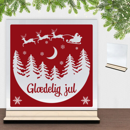 Julenat #1 | Glasskilt inkl. fod (poppel krydsfinér)