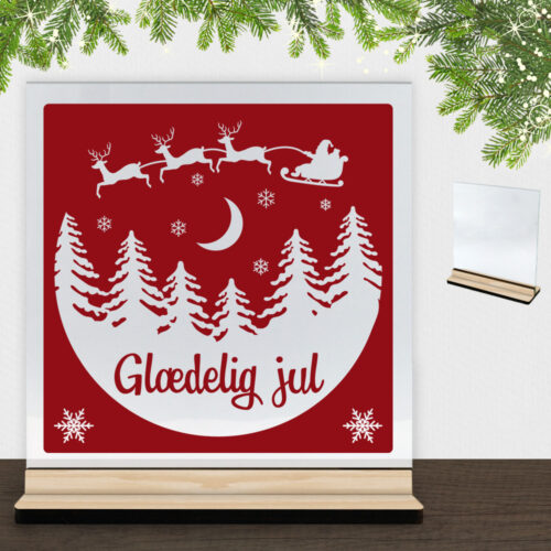 Julenat #1 | Glasskilt inkl. fod (træfinér)