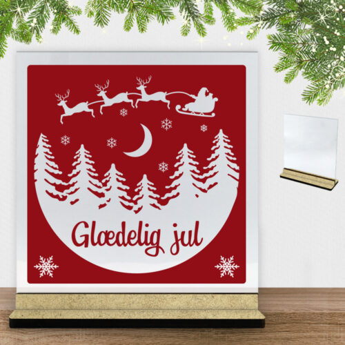 Julenat #1 | Glasskilt inkl. fod (træfiber)