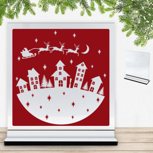 Julenat #2 | Glasskilt inkl. fod med farvet overflade