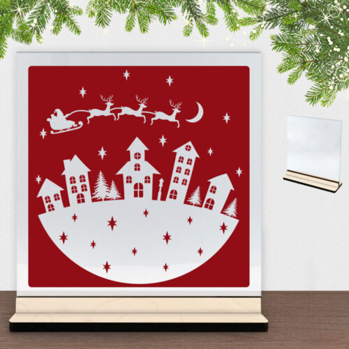 Julenat #2 | Glasskilt inkl. fod (poppel krydsfinér)