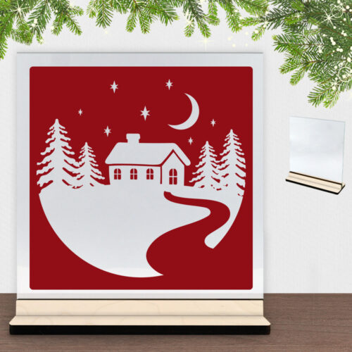 Julenat #6 | Glasskilt inkl. fod (poppel krydsfinér)