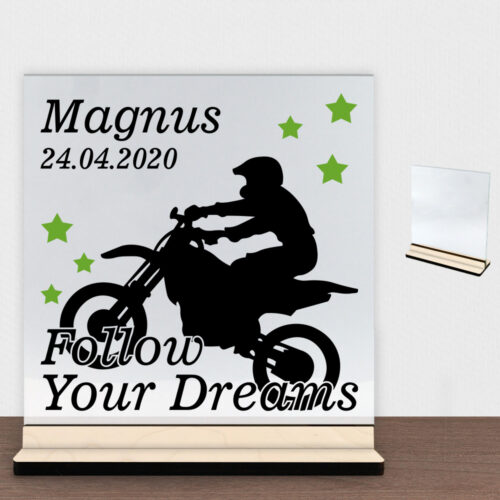 Follow Your Dreams Motorcross #1 | Glasskilt inkl. fod (poppel krydsfinér)