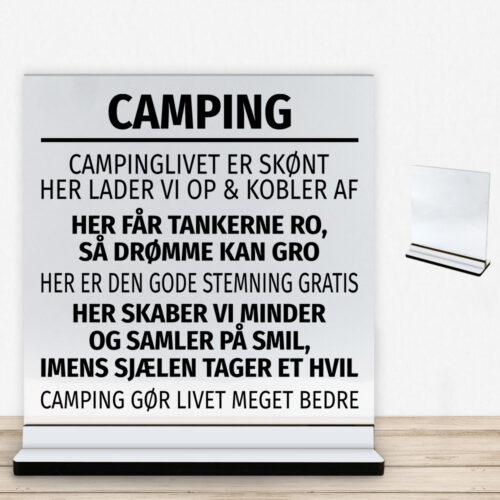 Camping #1 | Glasskilt inkl. fod med farvet overflade