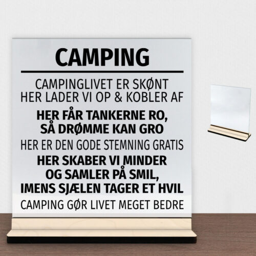 Camping #1 | Glasskilt inkl. fod (poppel krydsfinér)