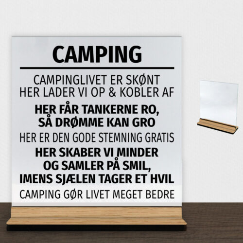 Camping #1 | Glasskilt inkl. fod (træfinér)