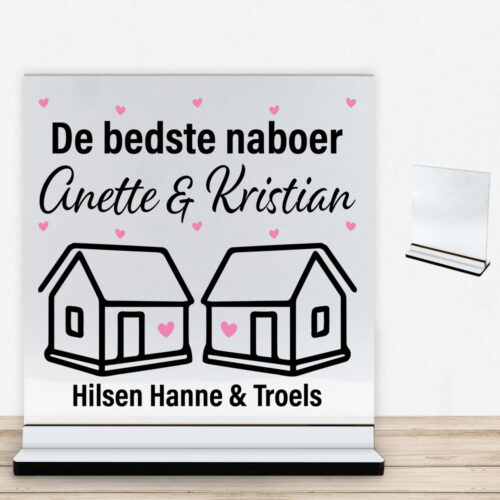 Den bedste nabo... | Glasskilt inkl. fod med farvet overflade - Image 2