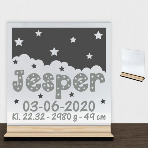 Nightsky design 9 | Glasskilt inkl. fod (træfinér)