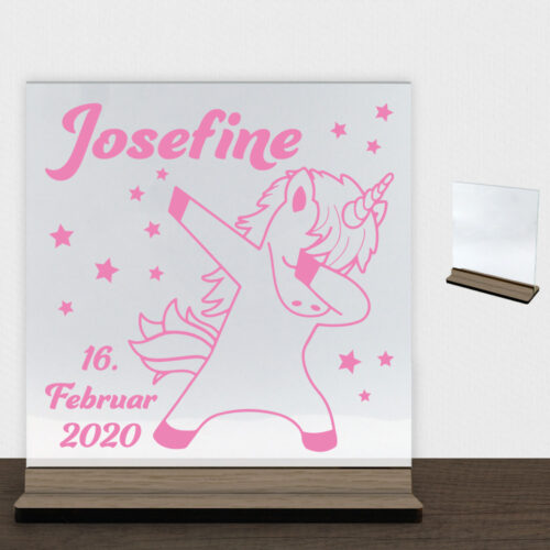 Enhjørning design 12 | Glasskilt inkl. fod (træfinér)