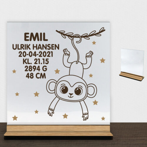 Abe design 1 | Glasskilt inkl. fod (træfinér)