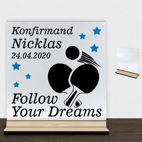 Konfirmation design 3 | Glasskilt inkl. fod (træfinér)