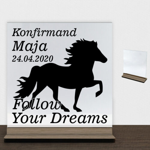 Konfirmation design 4 | Glasskilt inkl. fod (træfinér)