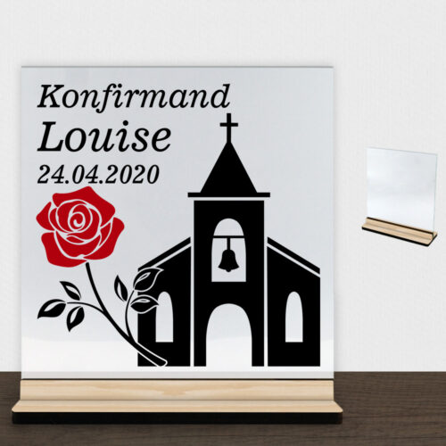 Konfirmation design 6 | Glasskilt inkl. fod (træfinér)
