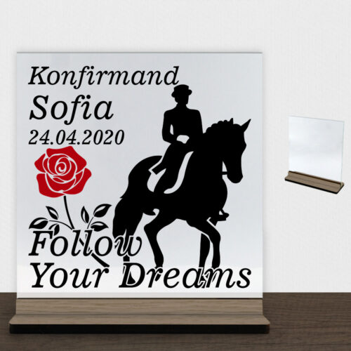 Konfirmation design 7 | Glasskilt inkl. fod (træfinér)