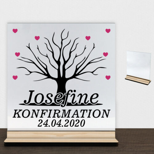 Konfirmation design 9 | Glasskilt inkl. fod (træfinér)
