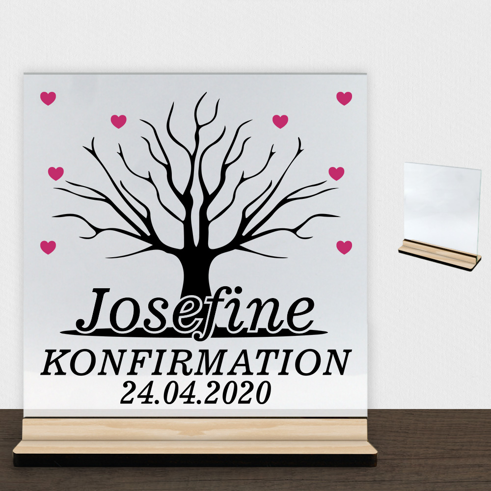 Konfirmation design 9 | Glasskilt inkl. fod (træfinér)