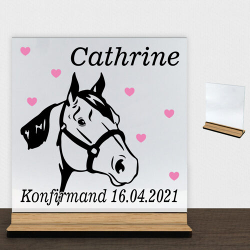 Konfirmation design 11 | Glasskilt inkl. fod (træfinér)