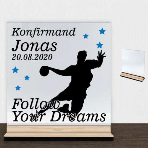 Konfirmation design 18 | Glasskilt inkl. fod (træfinér)