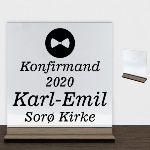 Konfirmation design 22 | Glasskilt inkl. fod (træfinér)