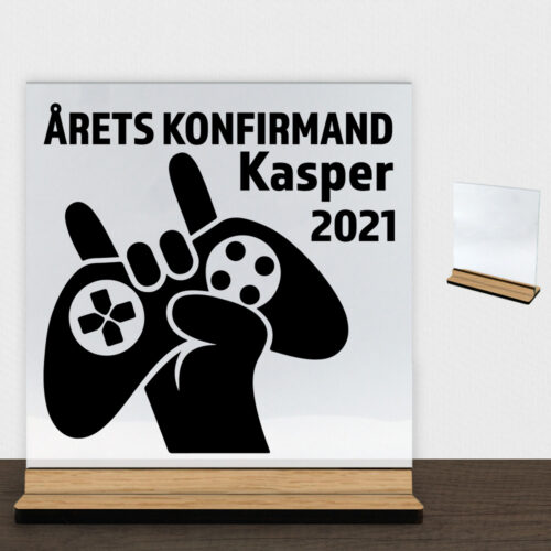 Konfirmation design 23 | Glasskilt inkl. fod (træfinér)