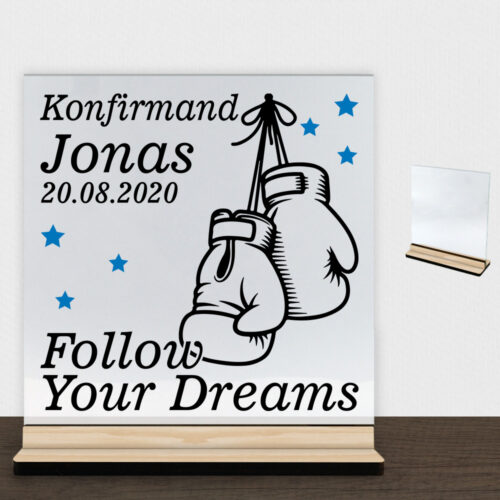Konfirmation design 24 | Glasskilt inkl. fod (træfinér)