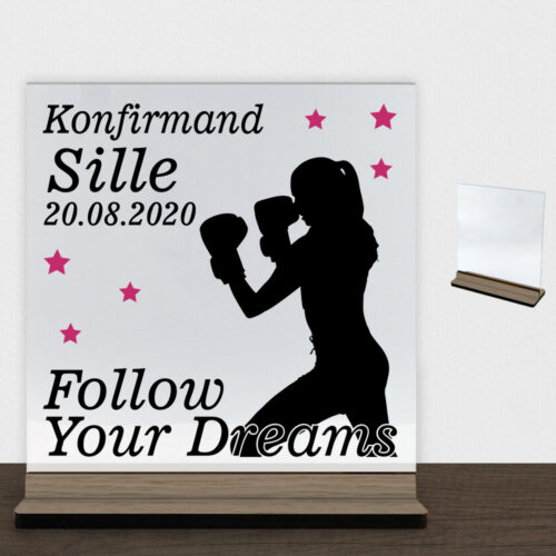 Konfirmation design 25 | Glasskilt inkl. fod (træfinér)