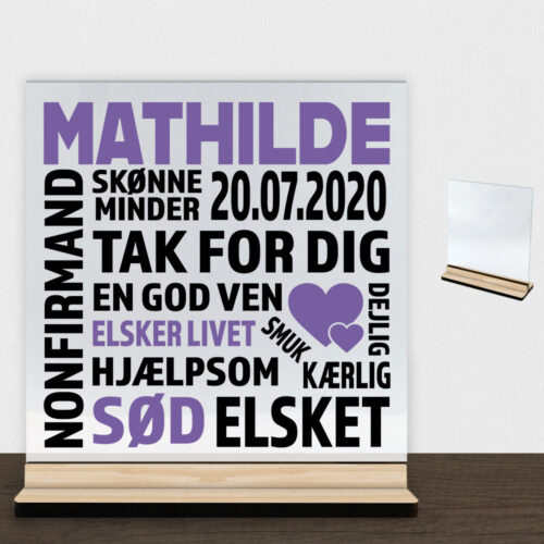 Nonfirmation design 1 | Glasskilt inkl. fod (træfinér)
