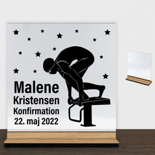 Konfirmation design 29 | Glasskilt inkl. fod (træfinér)