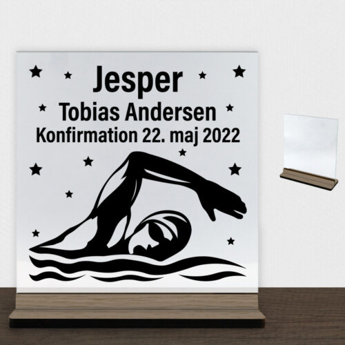 Konfirmation design 30 | Glasskilt inkl. fod (træfinér)