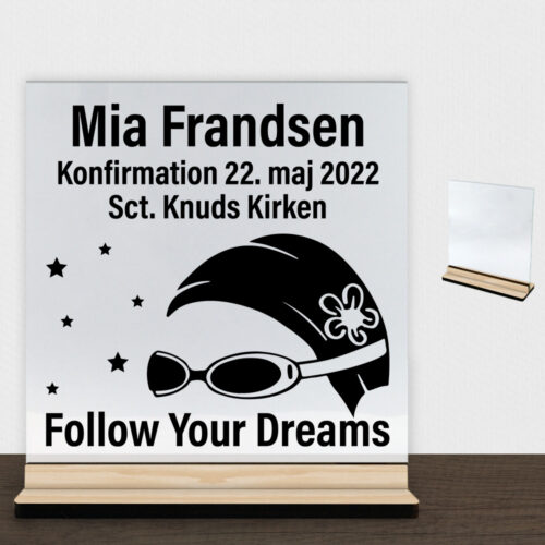 Konfirmation design 31 | Glasskilt inkl. fod (træfinér)