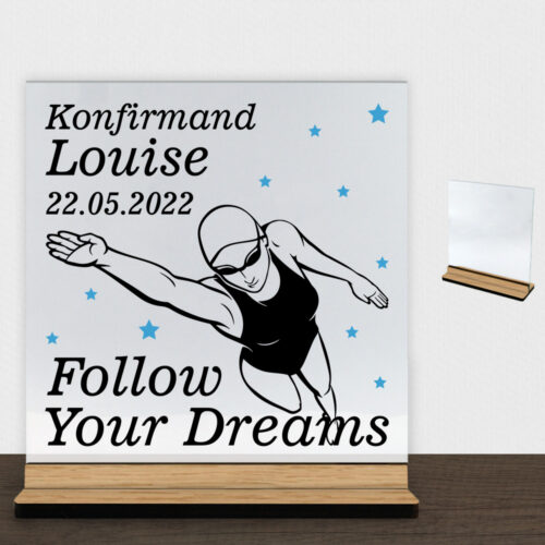 Konfirmation design 32 | Glasskilt inkl. fod (træfinér)