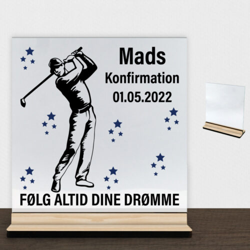 Konfirmation design 34 | Glasskilt inkl. fod (træfinér)