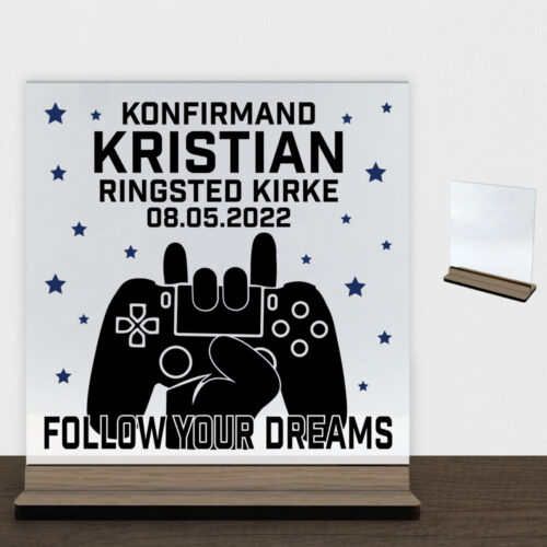 Konfirmation design 36 | Glasskilt inkl. fod (træfinér)