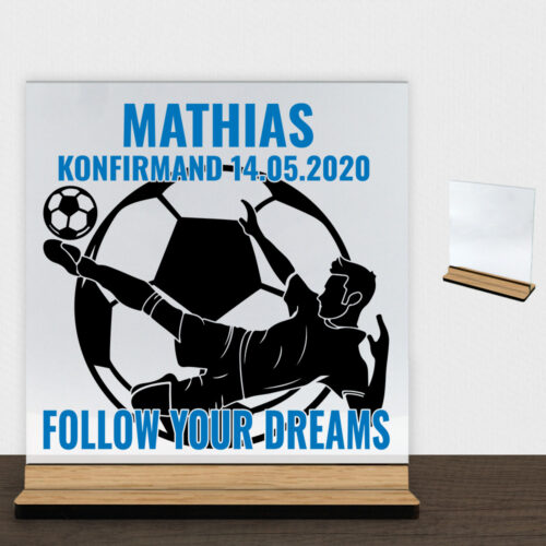 Konfirmation design 38 | Glasskilt inkl. fod (træfinér)