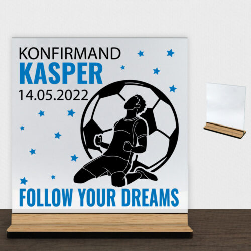 Konfirmation design 39 | Glasskilt inkl. fod (træfinér)