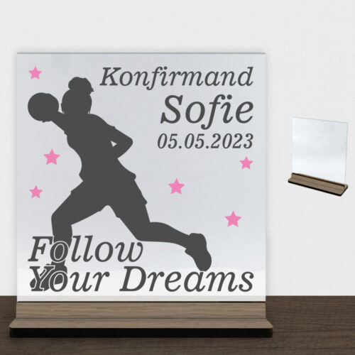 Konfirmation design 40 | Glasskilt inkl. fod (træfinér)