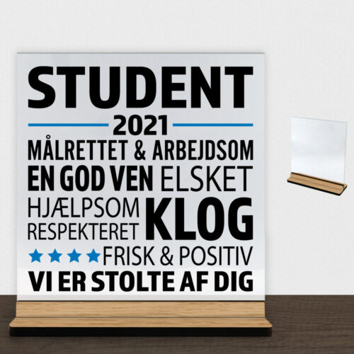 Alternative view of Student design 3 | Glasskilt inkl. fod (træfinér)