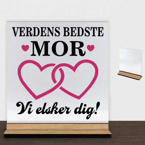 Verdens bedste mor - design 4 | Glasskilt inkl. fod (træfinér) - Image 2
