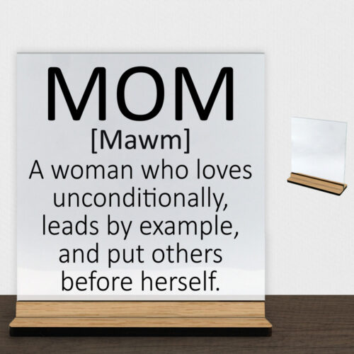 Mom [mawm] | Glasskilt inkl. fod (træfinér)
