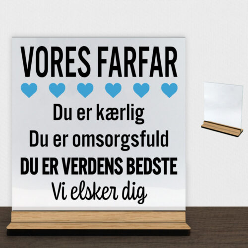 Alternative view of Min farfar er verdens bedste | Glasskilt inkl. fod (træfinér)