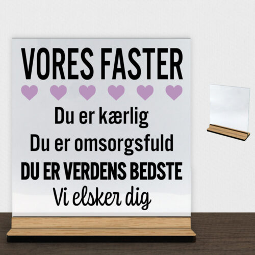 Alternative view of Min faster er verdens bedste | Glasskilt inkl. fod (træfinér)