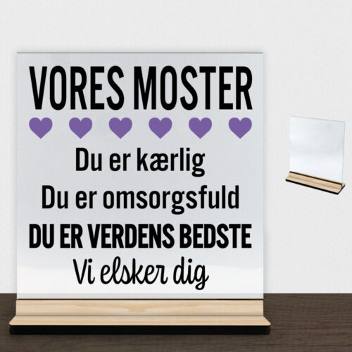 Alternative view of Min moster er verdens bedste | Glasskilt inkl. fod (træfinér)