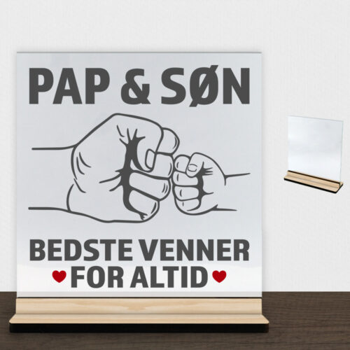 Bedste venner for altid - pap | Glasskilt inkl. fod (træfinér)