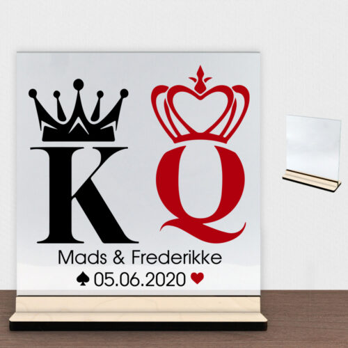 King & Queen design 1 | Glasskilt inkl. fod (poppel krydsfinér)