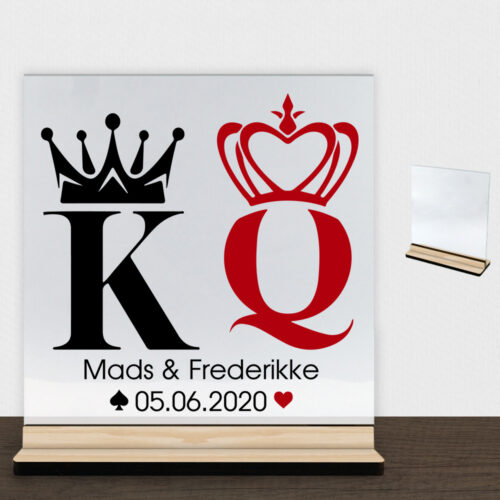 King & Queen design 1 | Glasskilt inkl. fod (træfinér)